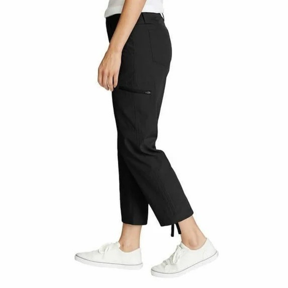 Eddie Bauer Black Ripstop Hiking‎ Cargo Pants Womens 8 Adjustable Cuffs Stretch - Picture 11 of 12